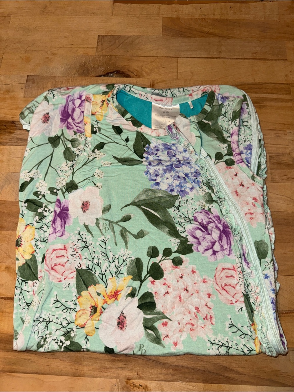 Posh Peanut Mint Floral Zip Sleep Sack 0.5 TOG